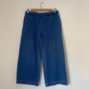 Pure Jill Indigo Wide Leg Pant Women S Blue Stretch Denim Cropped Coastal Lagen